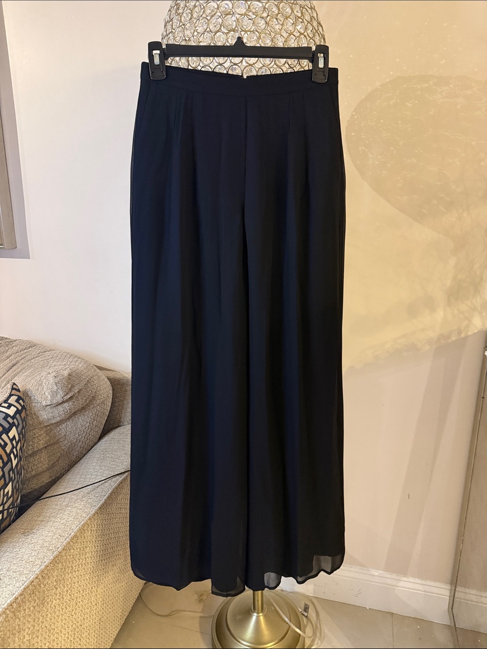 ST. John evening Flowing Black silk pants with Wide leg size 2